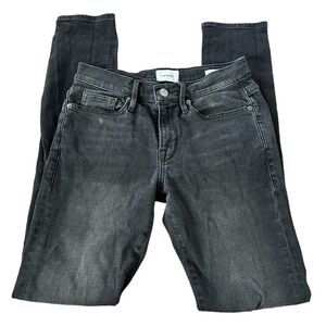 Frame Womens L'Homme Skinny Jeans Black 30 Denim Distressed Zip Mid Rise Pockets